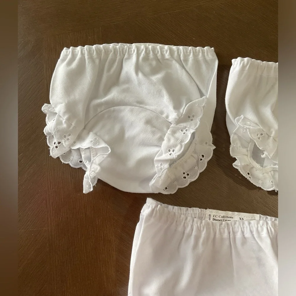 Baby Girls White Double Seat Diaper Cover Bloomers Preemie - XS